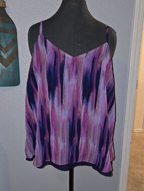 torrid Chiffon Purple & Navy Watercolor Tie-Dye Spaghetti Strap Cami
